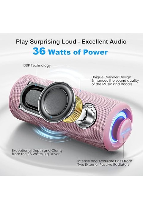 Bluetooth Speakers 36W Portable Speaker with Stereo Sound Bass, Bluetooth 5.3 Wireless Speaker