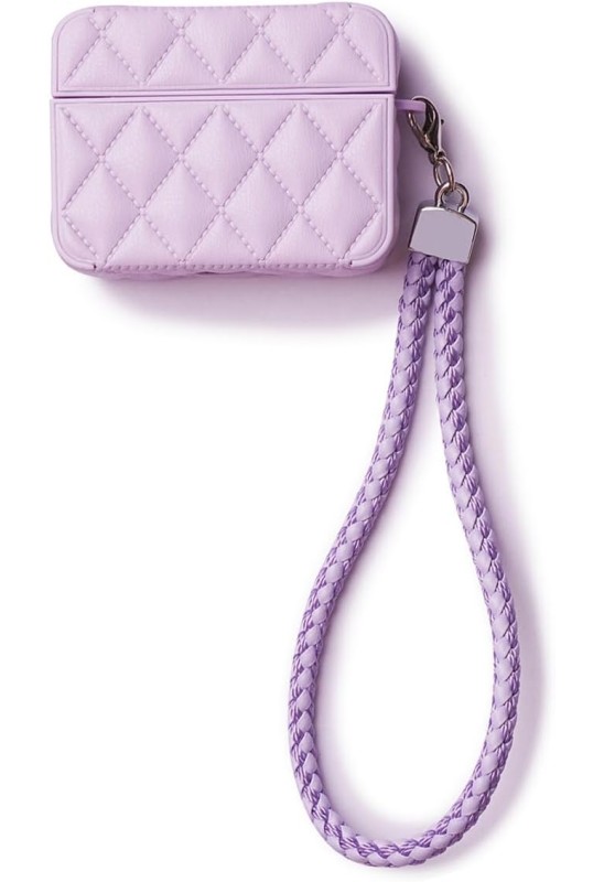 Wristband Earphone Case Cute Creative Protective Case Soft Plaid Elegant Compatible with Purple
