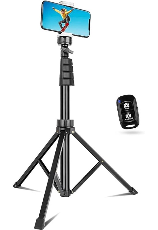 Tripod & Selfie Stick, Extendable Cell Phone Tripod Stand with Wireless Remote and Phone Holder