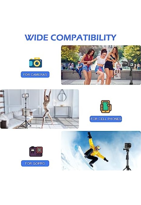 Tripod & Selfie Stick, Extendable Cell Phone Tripod Stand with Wireless Remote and Phone Holder