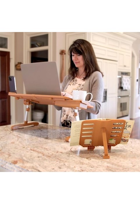 Limitless TotalDesk Portable Modern Workstation and Lap Desk with Adjustable Height & Tilt (Camel)