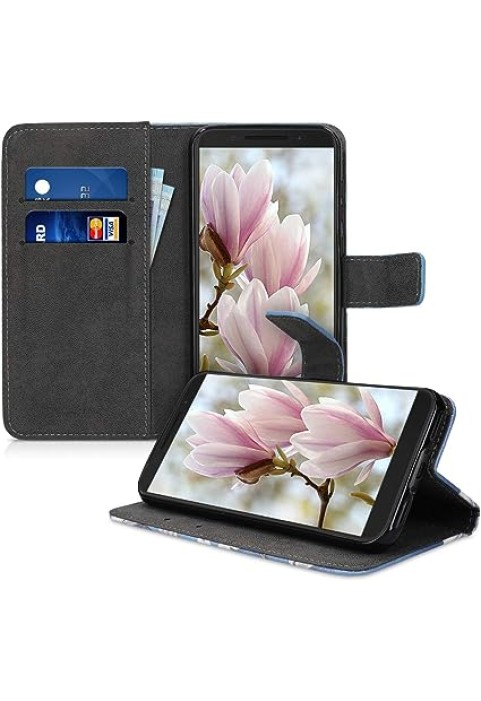   Leatherette Case With Card Holder And Stand - Magnolias
